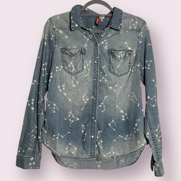 H&M Divided Denim Shirt with Star Constellation Print - Picture 1 of 7